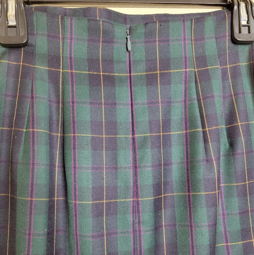 Ellen Tracy Wool Pencil Skirt Green Plaid - Picture 4 of 6